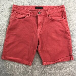 J Brand Mens Chino Shorts 36x9 Maroon Red Cut-Off Stretch Cotton Denim